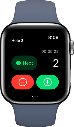 TrueRound Apple Watch App tracking a round on the second hole